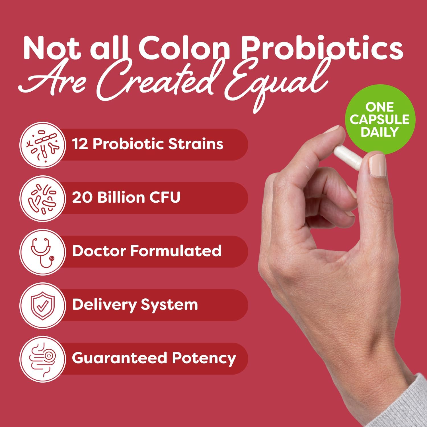 Probulin Colon Support Probiotic Supplement, Daily Gut, Digestive, and Immune Health Probiotics Capsules for Men and Women, 20 Billion CFU, Vegan, 60 Count Bottle - Image 2