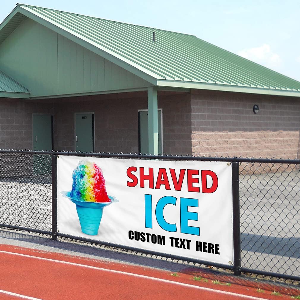 Custom Vinyl Banner Multiple Sizes Shaved Ice #2 Outdoor Advertising Printing Food Festival Taste of Outdoor Weatherproof Industrial Yard Signs 6 Grommets Personalized Text Here 36x72Inches
