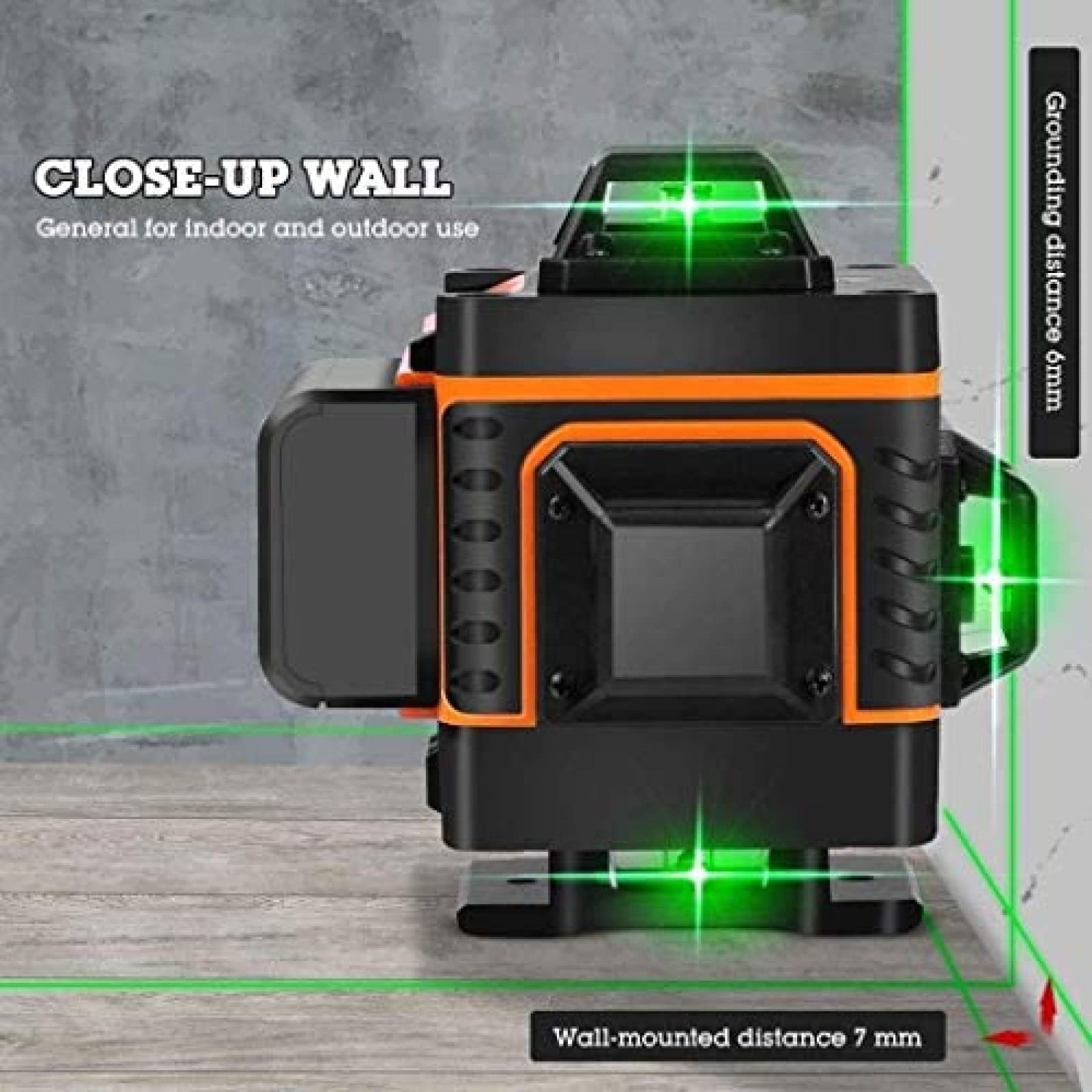 Nivel láser Láser de líneas cruzadas con punto de plomada, nivel láser de haz verde: 360 grados horizontales y dos líneas verticales más punto de plomada, herramienta láser de múltiples líne