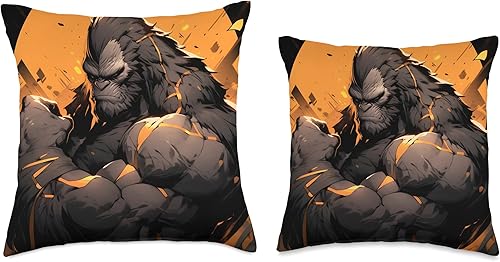 Miniatura 3 de GymBeasts Fitness Gym Bodybuilder Anime Gorilla - Almohada de entrenamiento, 16 x 16 pulgadas, multicolor