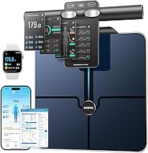 RENPHO Smart Scale for Body Weight, 8-Electrode Body Composition Scale with BMI, Body Fat, Muscle Mass, Rechargeable Body Fat Scale with Full-Color TFT LCD on Handle, MorphoScan Nova