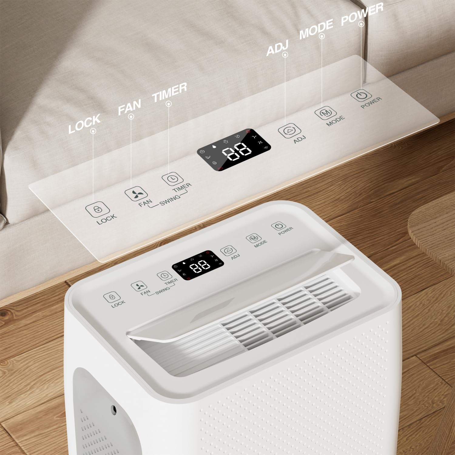 Elektryczny osuszacz powietrza, 26 l/24 h, wielkość pomieszczenia ok. 80 m³ (40 m²), cichy osuszacz powietrza, timer 24 h, zbiornik na wodę 4,3 l, osuszacz pomieszczeń do piwnicy, mieszkania