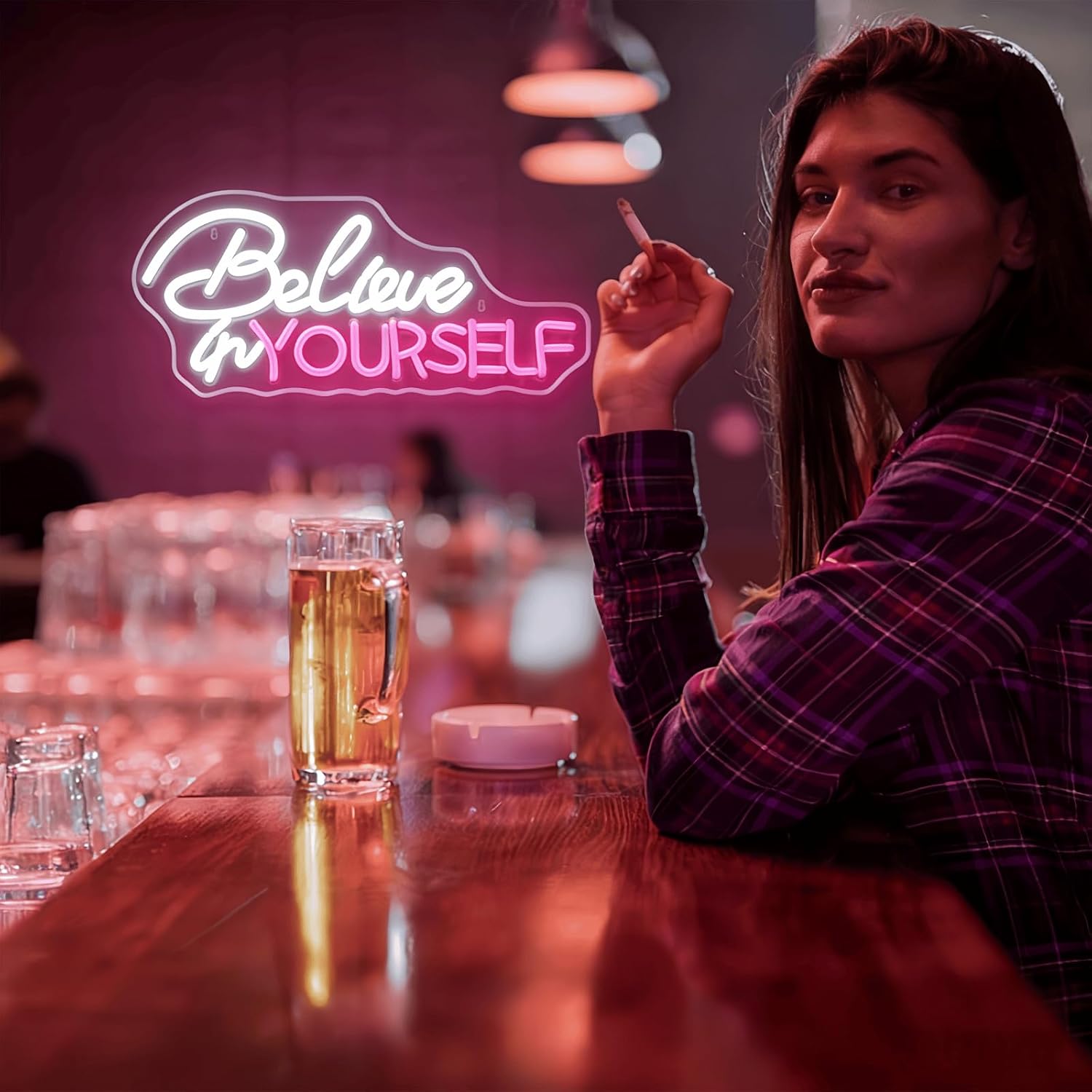 Believe in Yourself LED Neon Sign - USB Powered Dimmable Neon Light for Home Bedroom Dorm Office Living Room Decor Party Wall Table Art Decorations Gift for Teens Boys Girls Adults 16.5 x 7.1 In