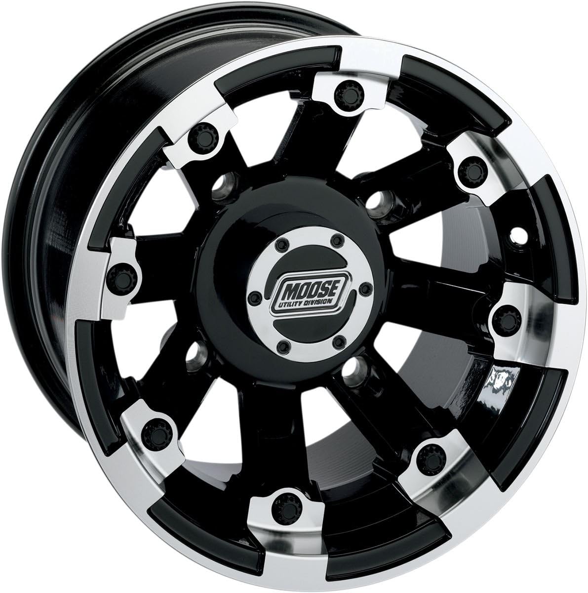 Moose Utility 393 Glass Black 12X7 4/156 4+3 Alloy Quad UTV Wheel