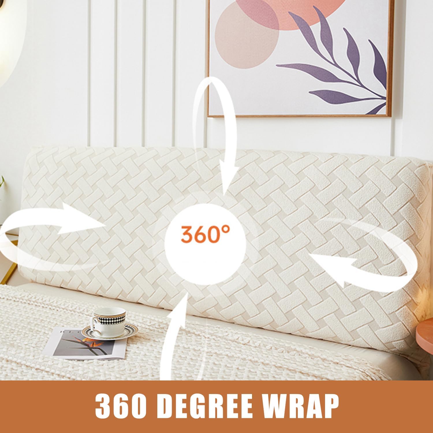 Bed Headboard Cover Queen Size Headboard Slipcover Dustproof Headboard Padding Protector Cover Full Size Quilted Headboard Cushion Cover Machine Washable,Beige,180cm(King)