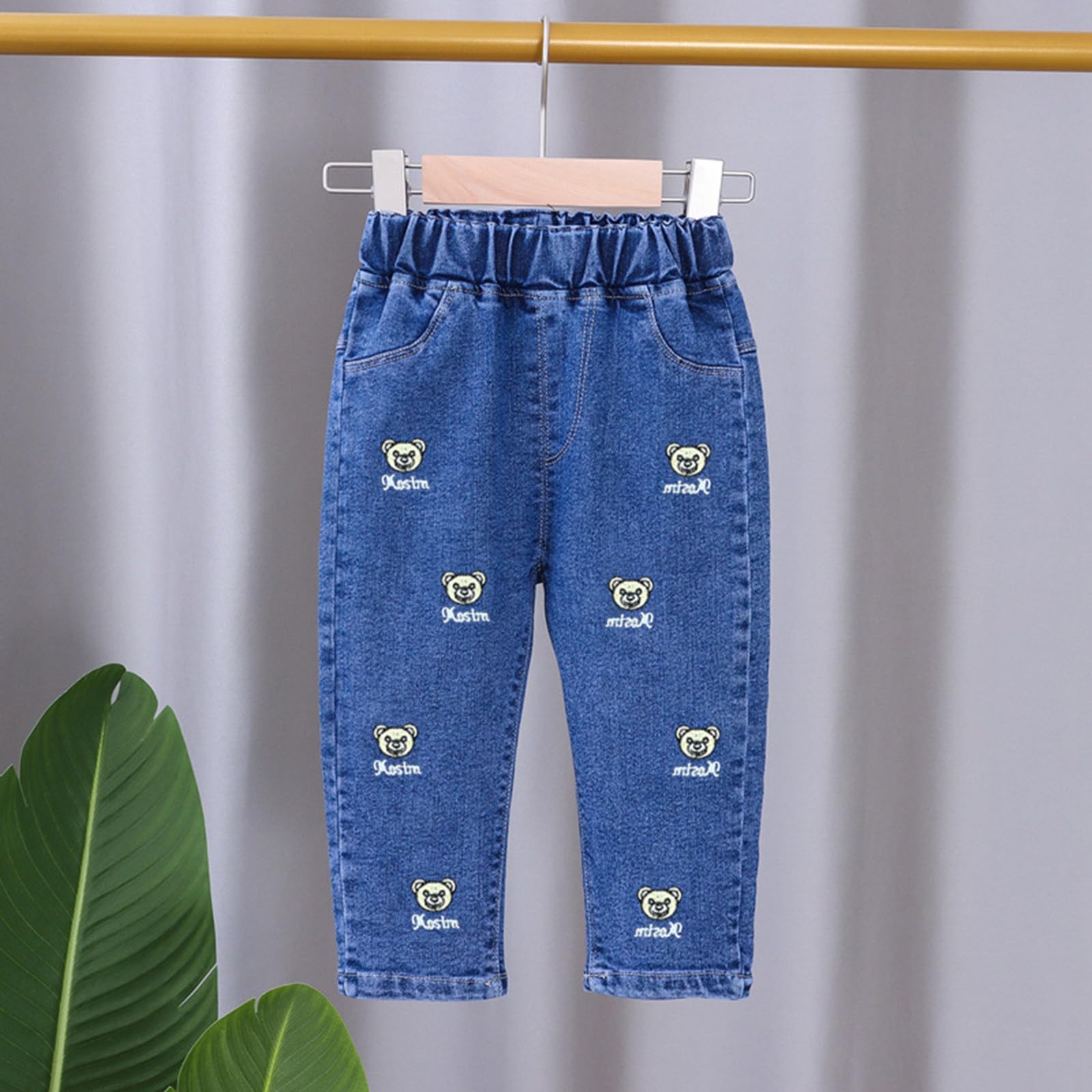 Generisch Jean pour fille - Coupe large - Taille moyenne - Coupe droite - Jeans pour petite fille - Coupe skinny - Pantalon en denim avec taille élastique - Pantalon pour tout-petits