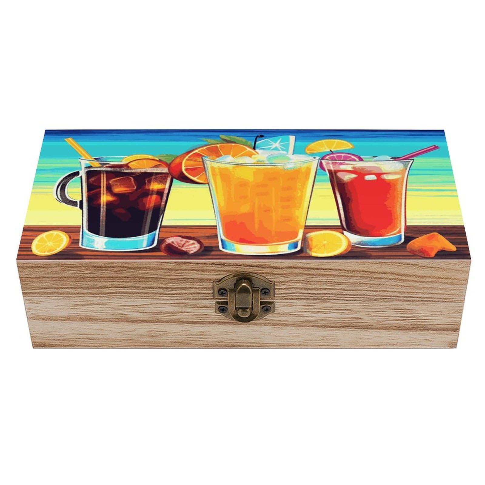 Btcowzrv Style Happy Hour Wooden Storage Box, Keepsake Box With Hinged And Retro Lock, Wood Jewelry Organizer For Photos & Mementos And Home Decor