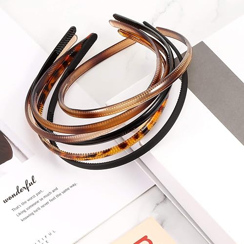 Miniatura 6 de WILLBOND 6 diademas de plástico para mujer, diadema fina con dientes, bandas lisas para la cabeza para Halloween, Navidad, cabello de mujer