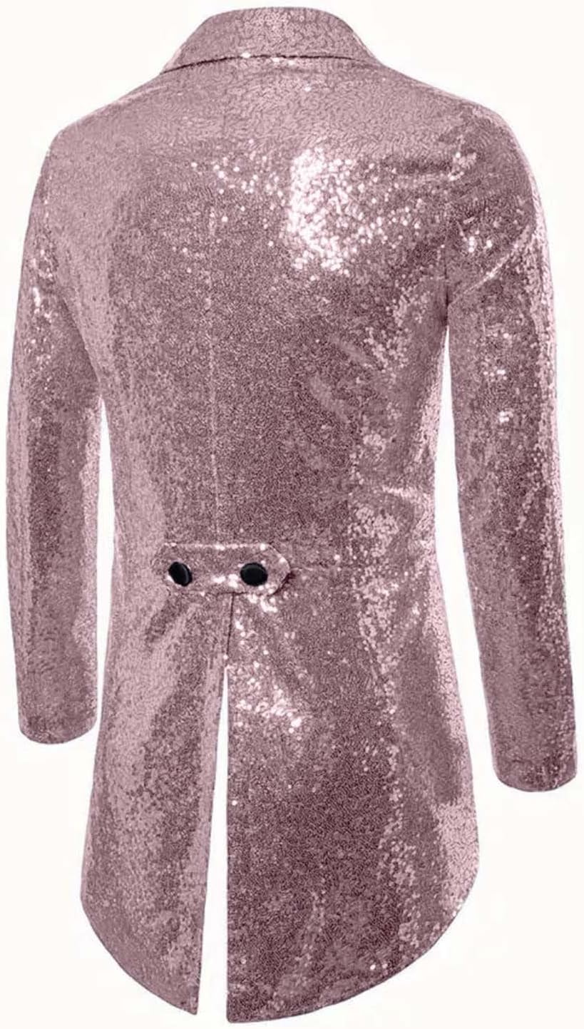 Sequin Tuxedo for Mens Party Festival Long Tailcoat Jackets Tuxedos Blazer Prom Coat Gothic Victorian Frock Blazer Coats