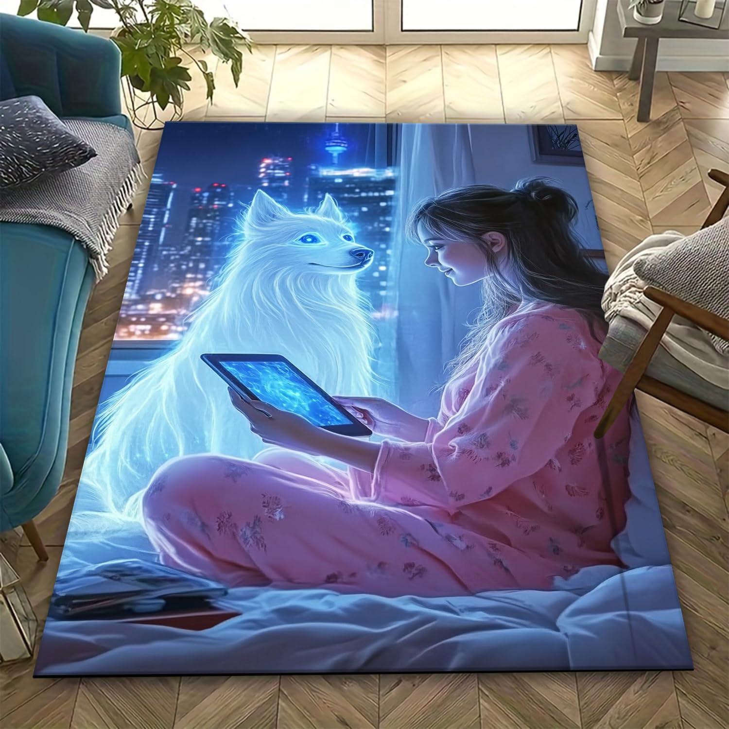 Tapis de sol cuisine et salon anti-fatigue et antidérapant motif chien 3D