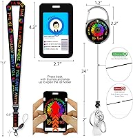 Vista 199 de Giancomics Black ID Badge Holder with Lanyard, Lanyards for ID Badges with Badge Reel Retractable Heavy Duty, Lanyard with ID Holder Keychain Clip