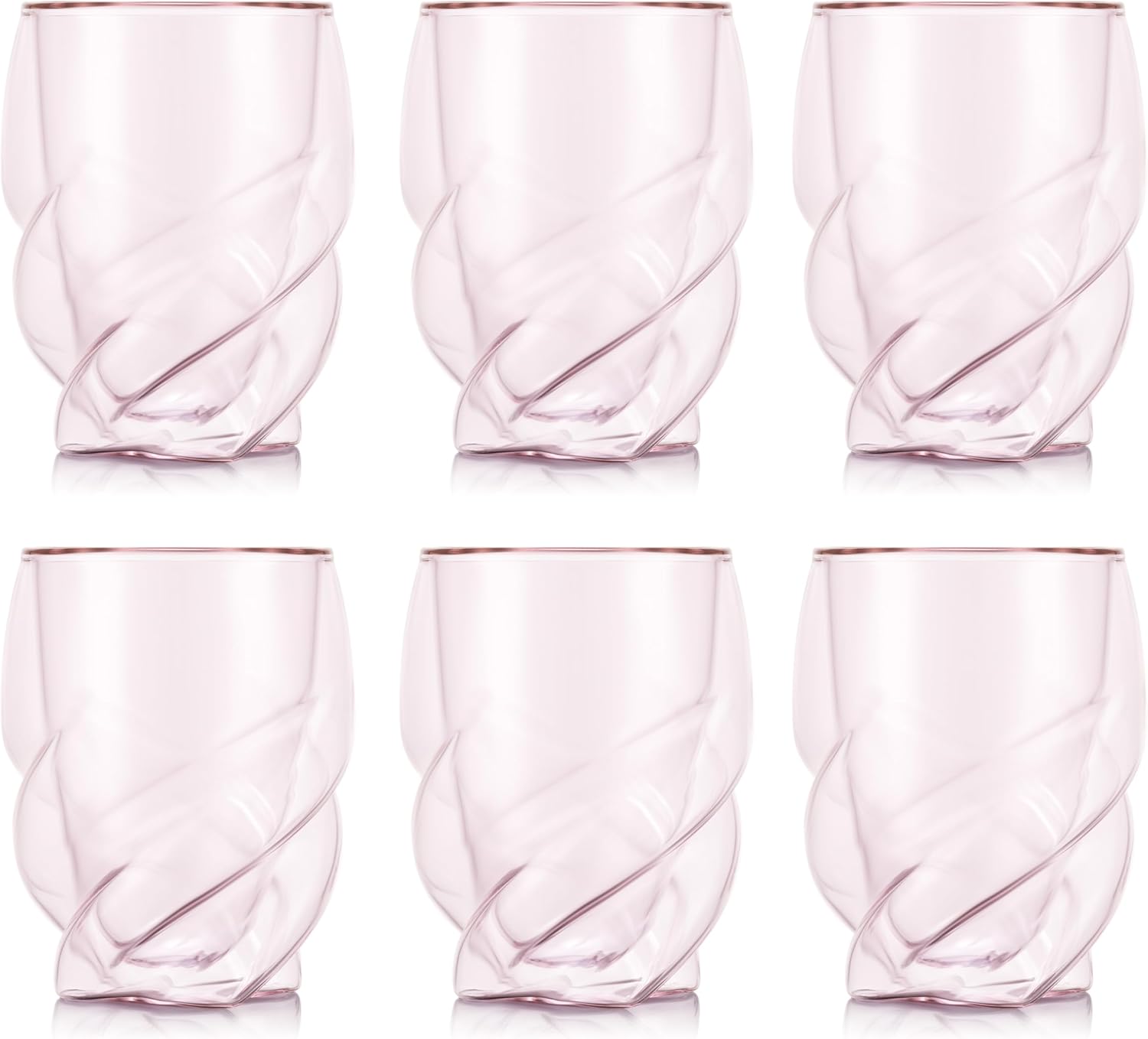 Bodum Double Walled Glasses Pack of 2 Pavina Paris Transparent Pink - 270 ml Cups - Dishwasher Safe Thermal Cup - Mouth-blown Borosilicate Glass