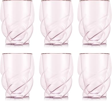Bodum Double Walled Glasses Pack of 6 Pavina Paris Transparent Pink - 270 ml Cups - Dishwasher Safe Thermal Cup - Mouth-blown Borosilicate Glass