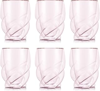Bodum Double Walled Glasses pack of 6 PAVINA PARIS Transparent Pink - 270ml Cups - Dishwasher Safe Thermal Cup - Mouth-blown Borosilicate Glass