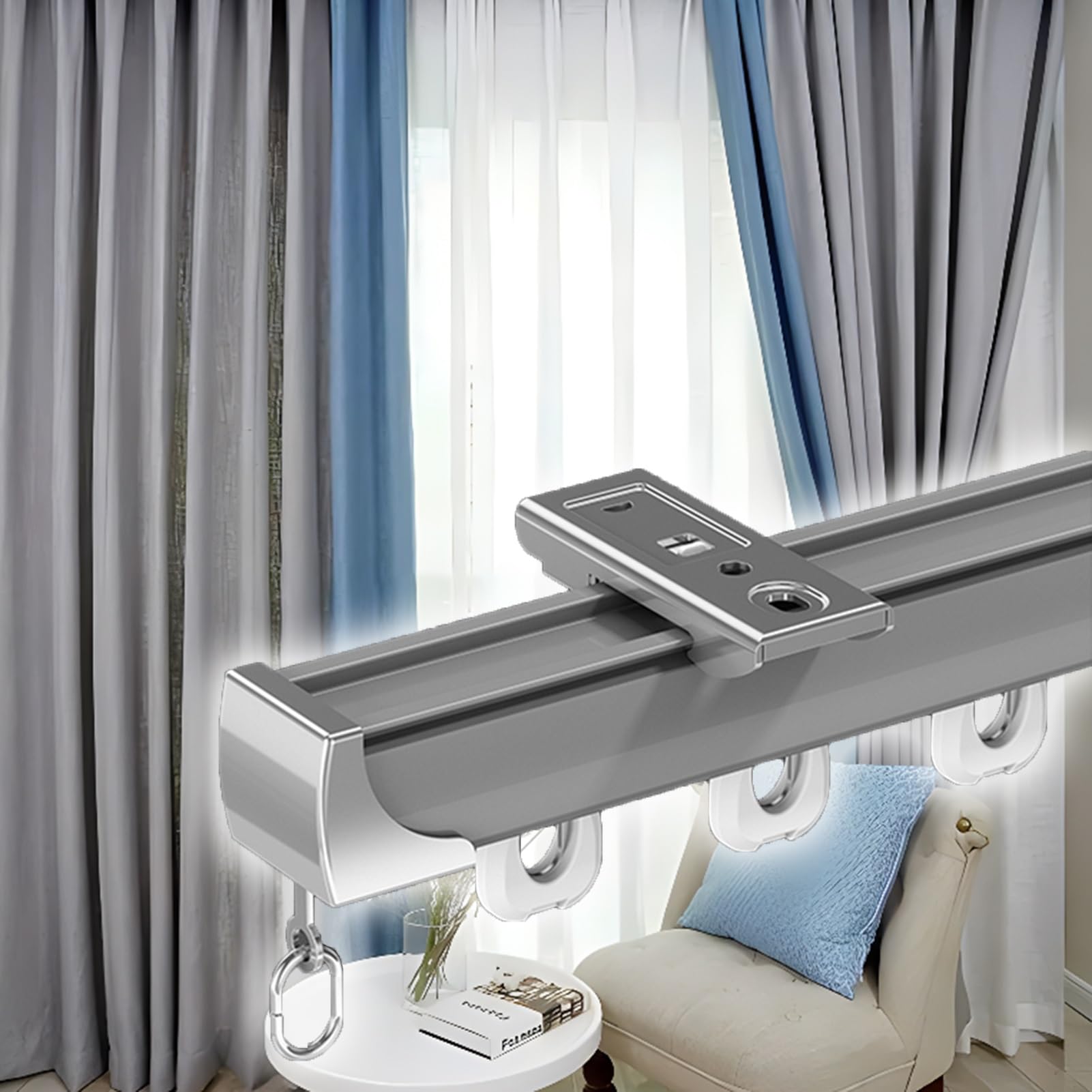 Rail de rideau de plafond en alliage d'aluminium pliable et coulissant pour cloison