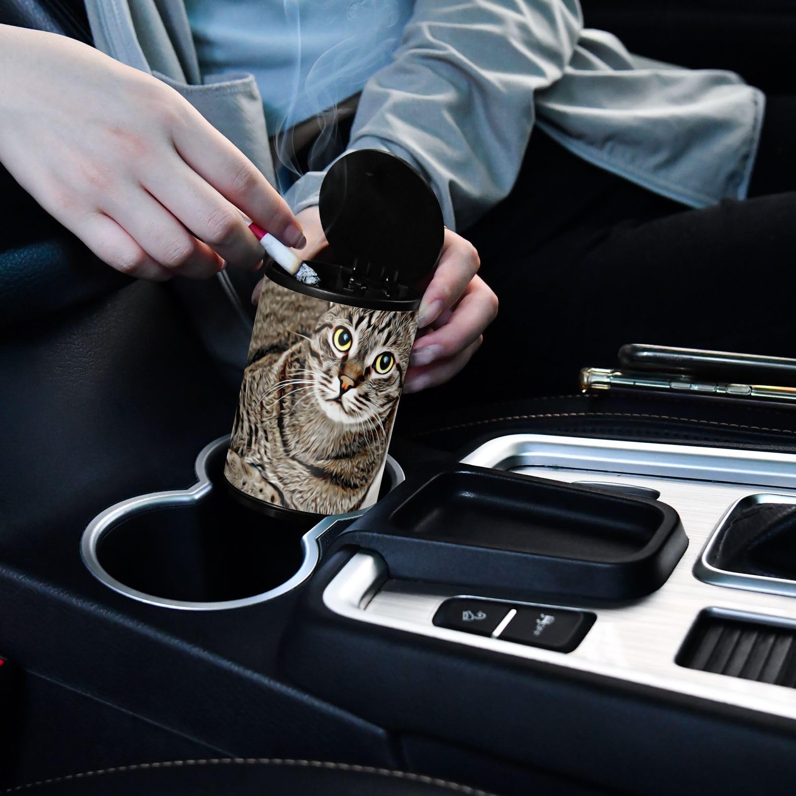 Amazon.co.jp: alaza 車用 灰皿 車載 ポータブル 携帯灰皿 猫柄 ネコ
