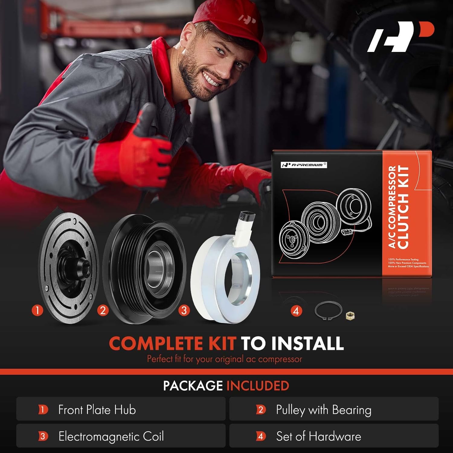 A-Premium Air Conditioner AC Compressor Clutch Kit Compatible with Chevrolet Astro 1996-2005 & GMC Safari 1996-2005