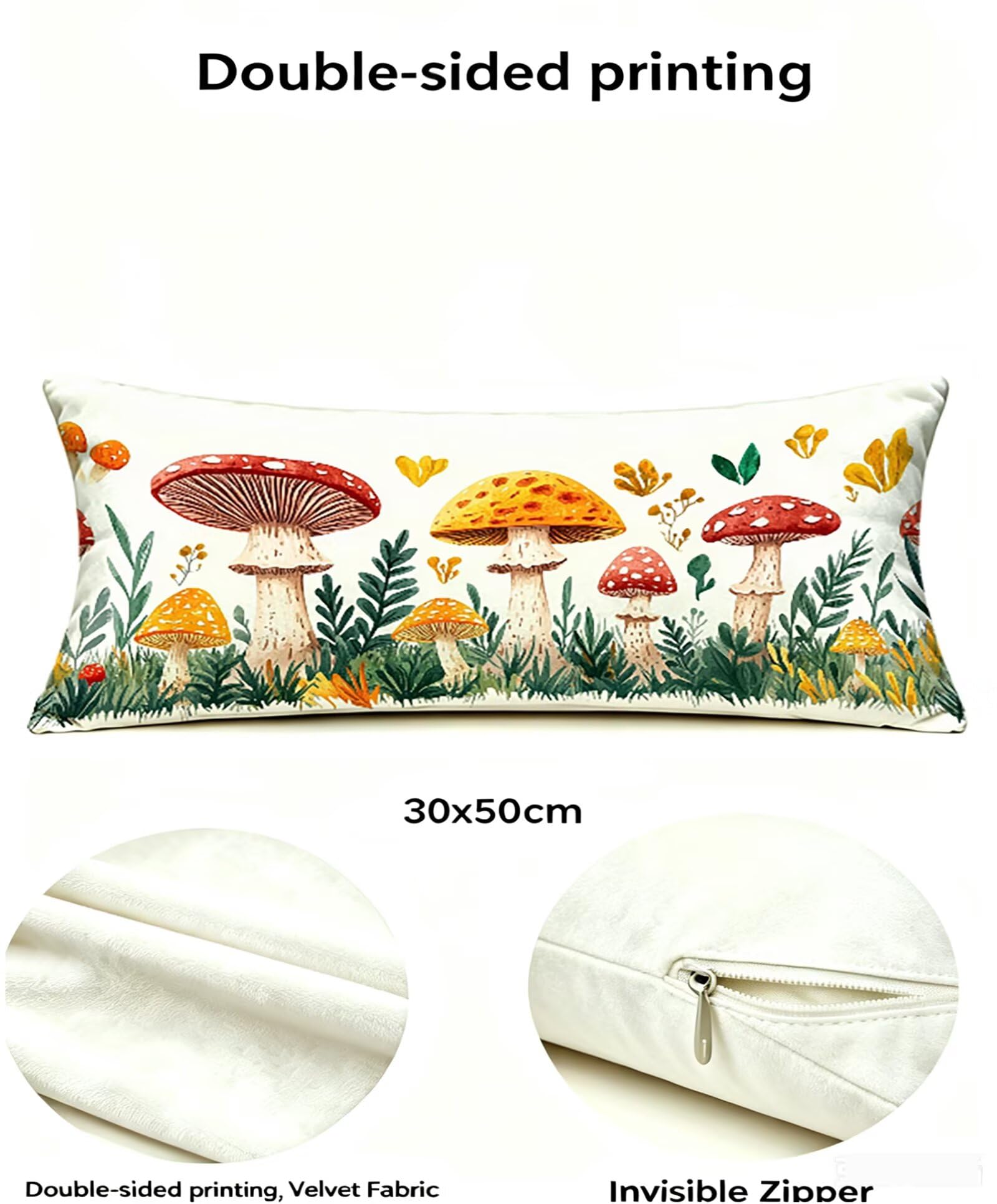 Farbe Kissenbezug 70x90 Pilz Kopfkissenbezug 2er Set,Wohnaccessoires & Deko,Weich und Atmungsaktiv Samt Stoff mit Verstecktem Reißverschluss für Bett Sofa Kissen Dekokissen-86179