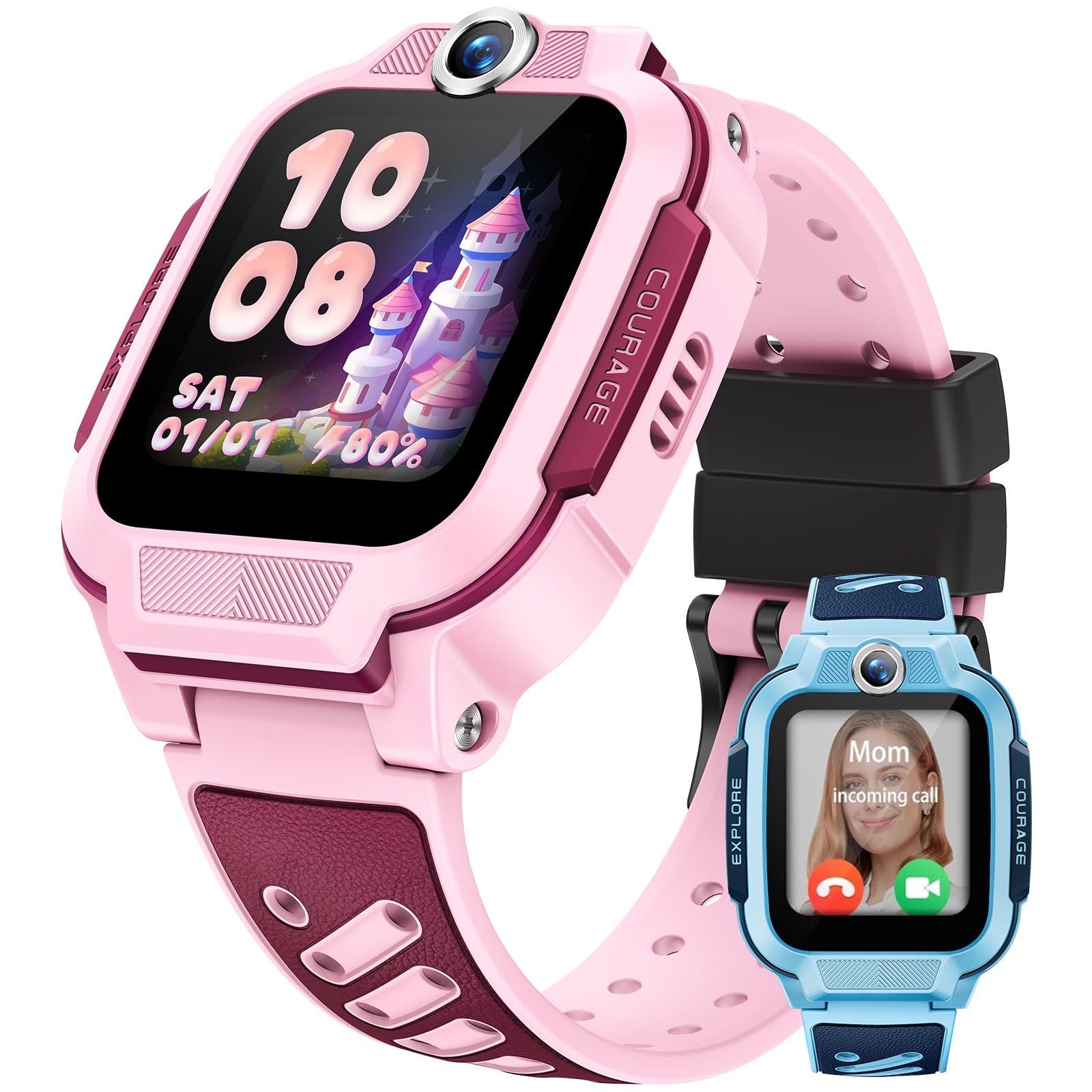 imoo Z3 Smartwatch para Niños, Llamadas 4G Video/Voz y Rastreador GPS en Tiempo Real, HD de 1.5″ Resistente al Agua hasta 20m, Control Parental y Protección de Seguridad con Kit de Accesorios(Rosa)