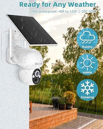 Miniatura 7 de CKK Sistema de Cámara de Seguridad Solar 2.5K 4 piezas Sistema de Cámara de Seguridad Inalámbrica para Exteriores con Tarjeta de 128GB, PTZ 360,