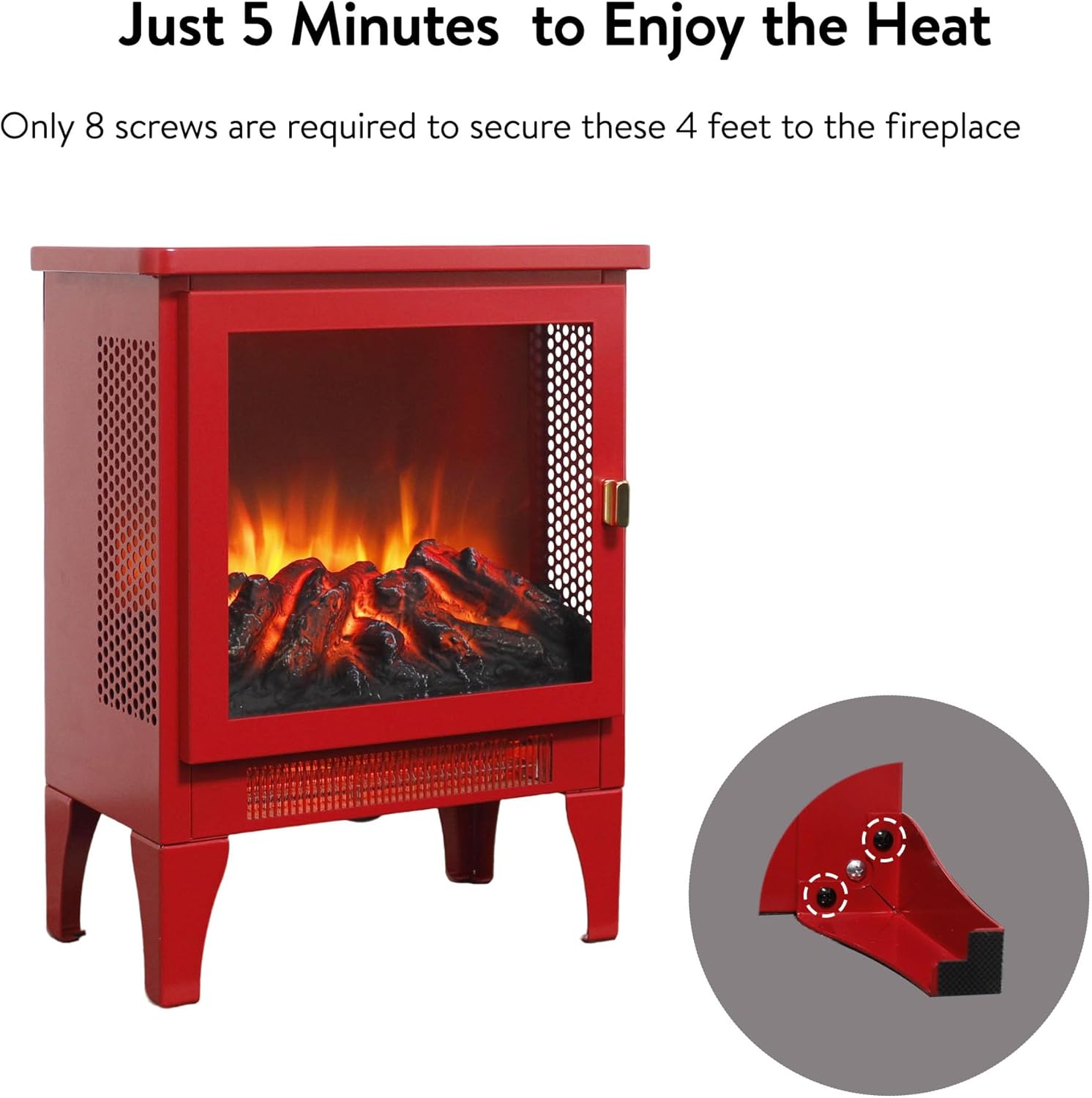 18" Freestanding Electric Fireplace Stove with Realistic Flame, Faux Fake Fireplace Heater with Overheating Safety Protection, 700W/1400W Thermostat, Small Electric Heater for Indoor Use – Black