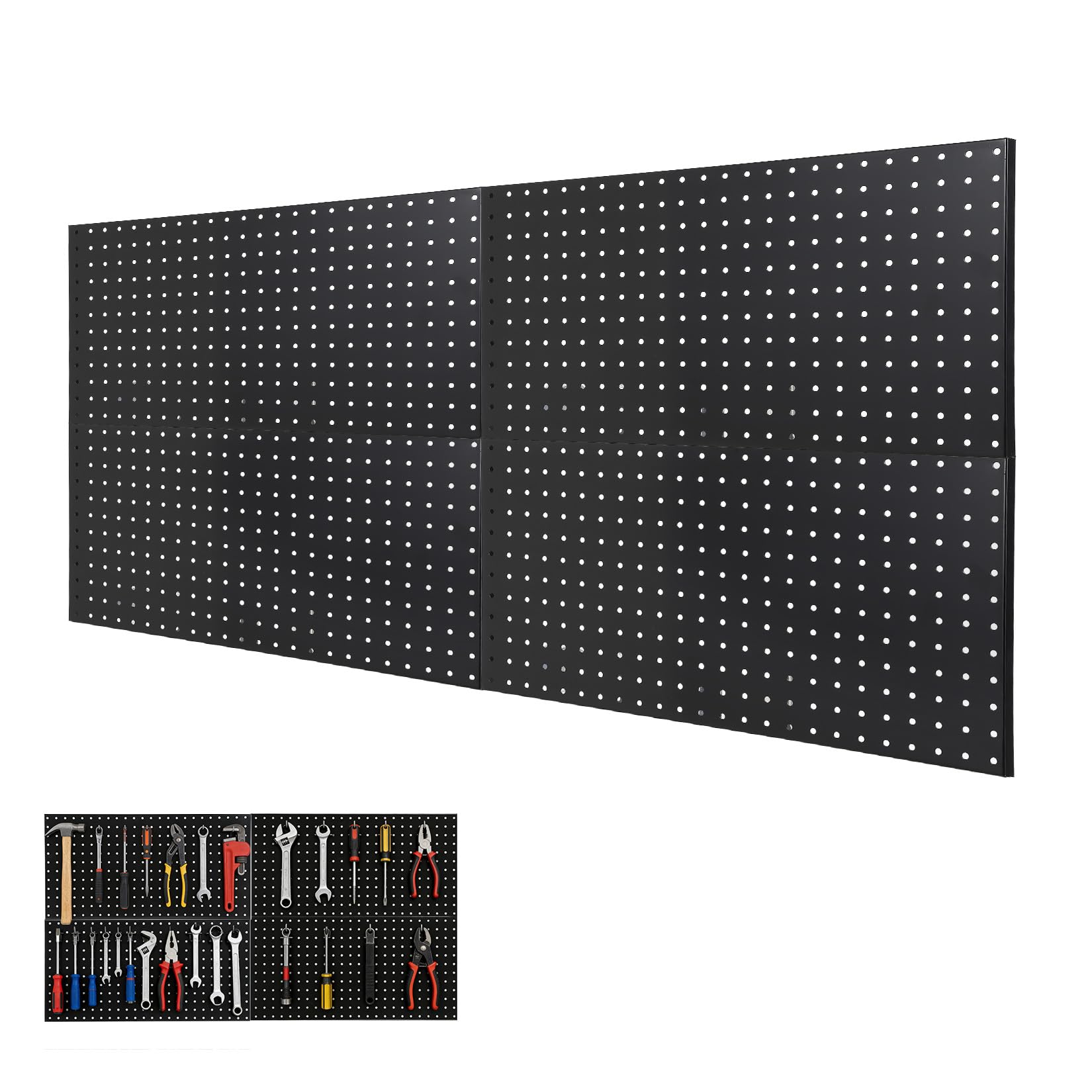 Garvee Pared de herramientas de metal, panel de pared perforada para almacenamiento de herramientas, para garajes, almacenamiento de herramientas y organización de oficina, chapa perforada versátil