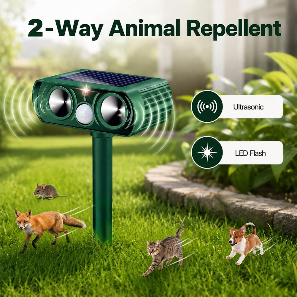 Solare Maulwurf Vertreiber con luci LED lampeggianti, repellente per talpe ad ultrasuoni per giardino e uso esterno, repellente impermeabile per animali per talpe, ratti, uccelli, scoiattoli soluzione