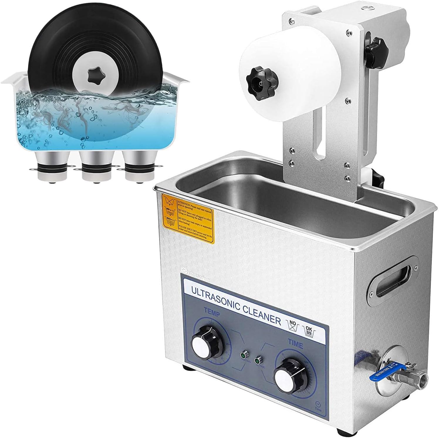 Limpiador Ultrasónico De Discos De Vinilo De 6l 4 Piezas De Limpieza LP De Doble Cara Giratoria Automática De Una Sola Vez Sistema De Limpieza De Discos De Vinilo De Tiempo De 0-30 Mi, 110V