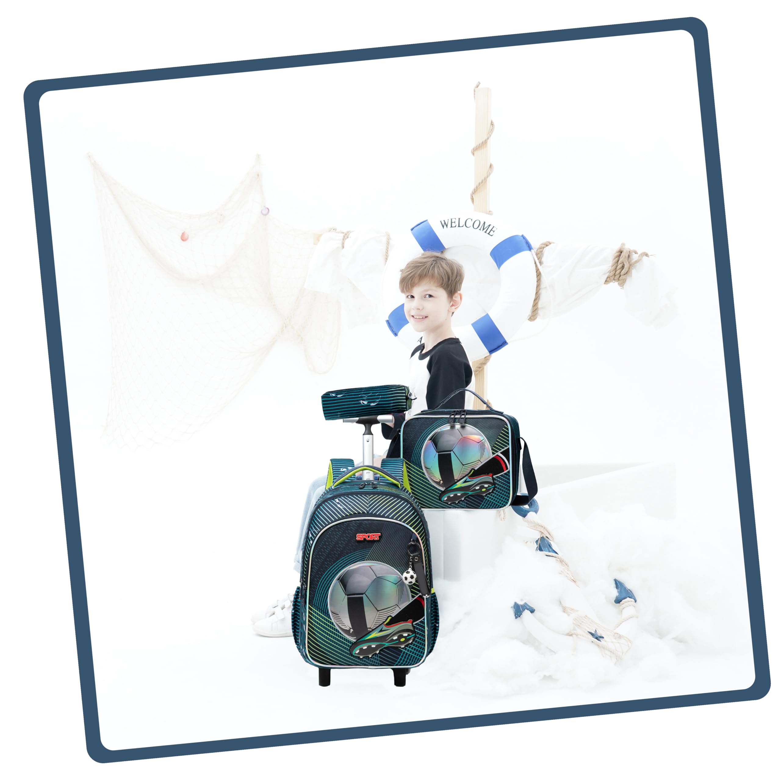 HTgroce Mochila Escolar Niños Con Ruedas Mochila Escolar con Ruedas, Niños Trolley Escolar Estudiantes de Primaria Carros para Mochilas Bolsa de Almuerzo Estuche Escolares Equipaje de Viaje