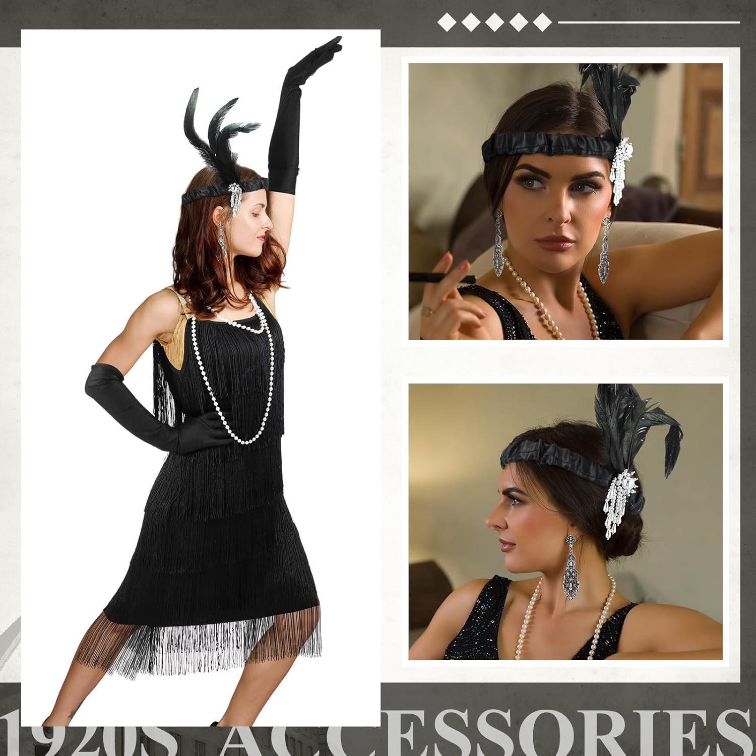 18 Pcs Halloween 1920s Couple Flapper Costume Accessories Set for Men Woman Role Playing Roaring Costume for Cosplay - Image 4