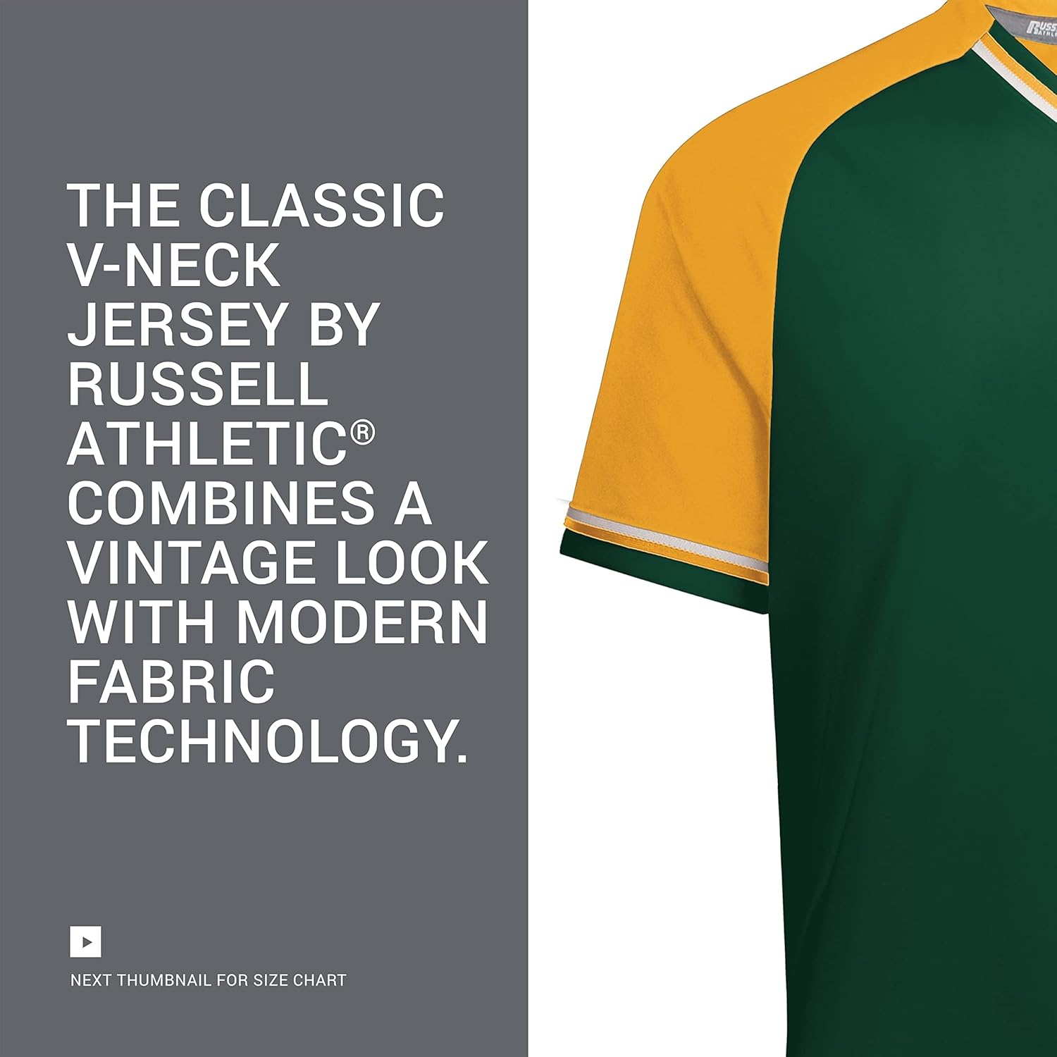 Russell Athletic Men's Classic V-Neck Baseball Jersey: Vintage Appeal, with Dri-Power Moisture-Wicking