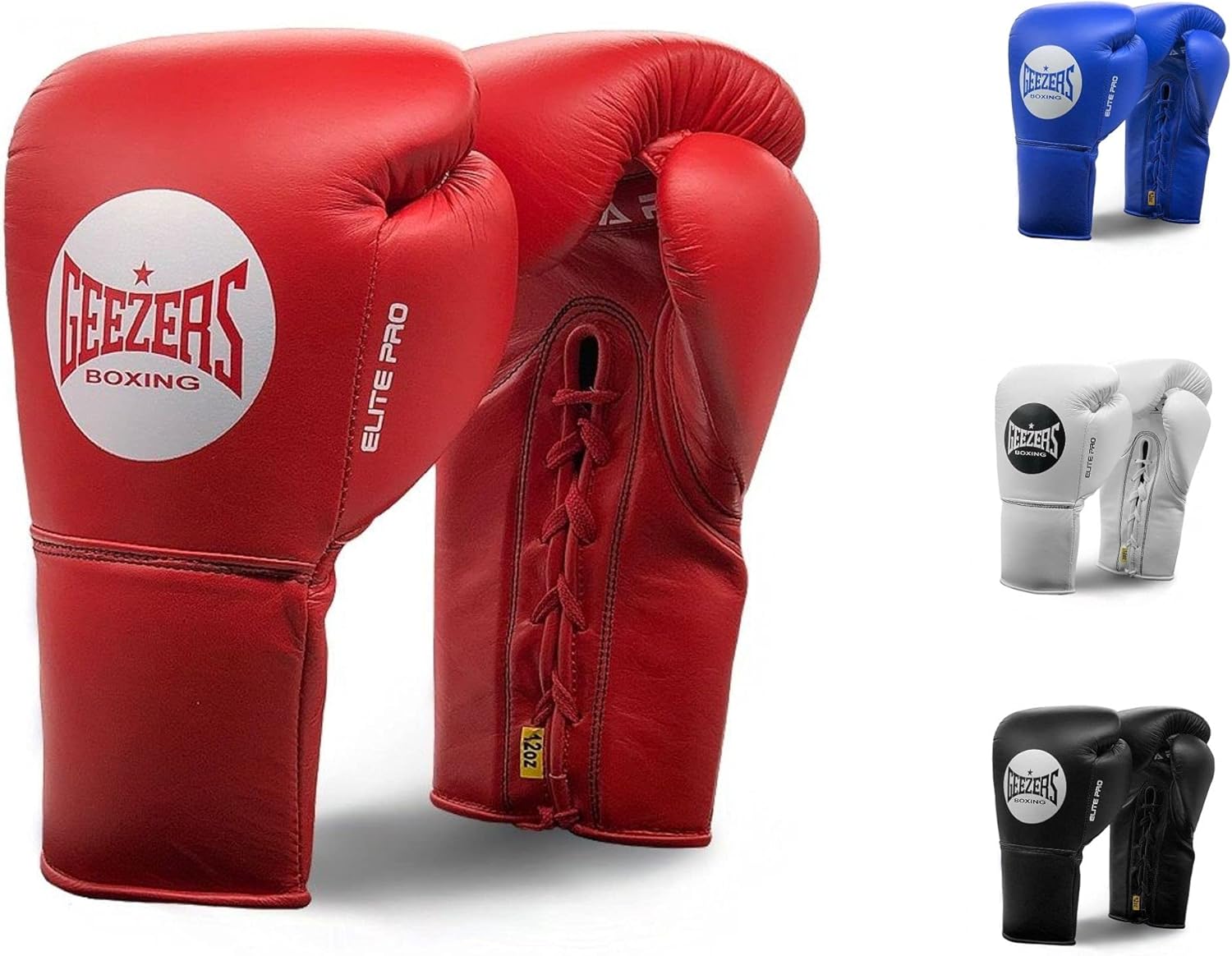 Geezers Boxing Elite Pro Lace up Sparring Gloves Mens, Womens