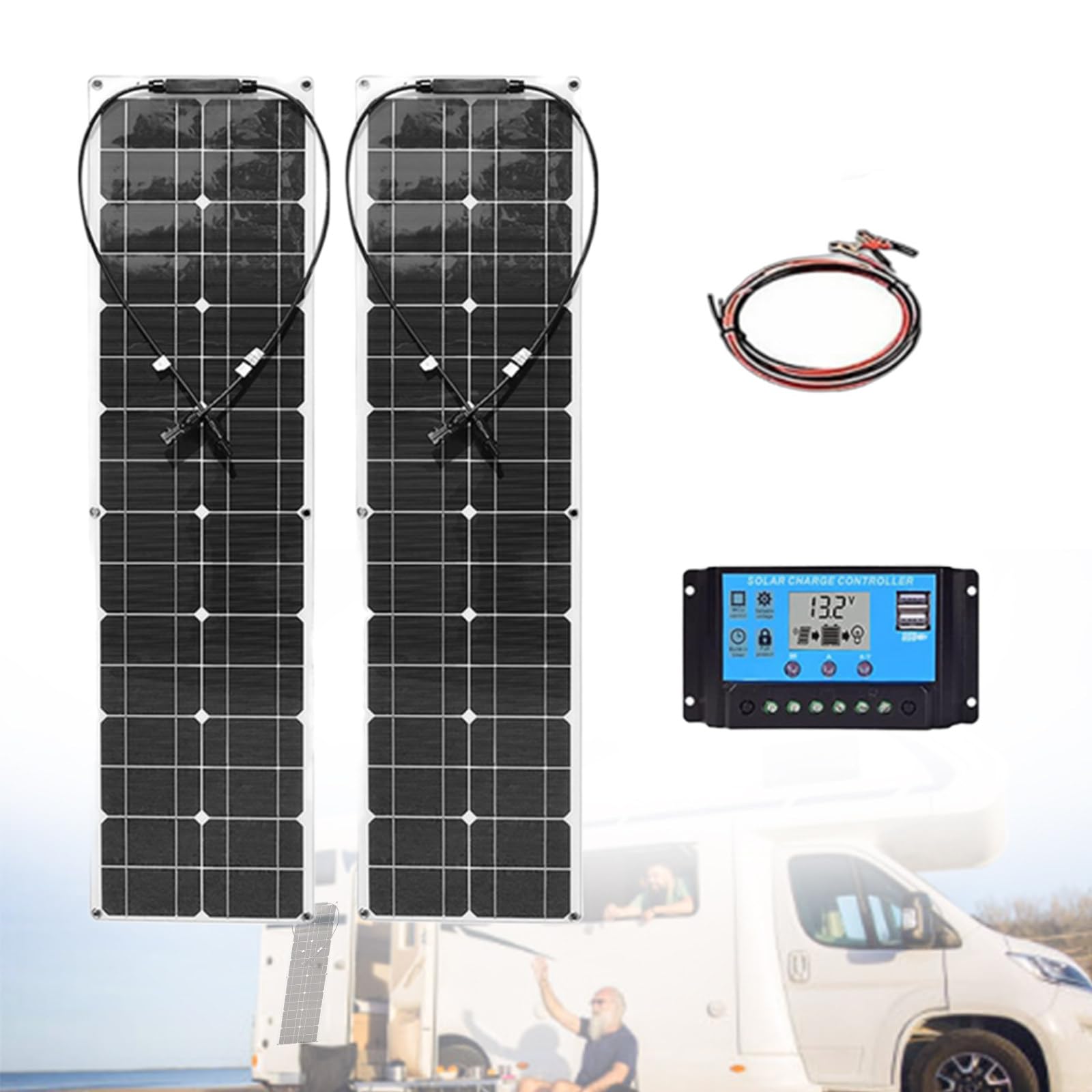 Panel solar flexible de 200 W, 21 V, IP68, módulos solares monocristalinos, panel solar mono semiflexible, flexible, 200 W, para remolques, barcos, cabinas, furgonetas, coches,WhiteSolarpanels