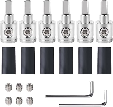 Amp Input Reducer 0 Gauge to 4 Gauge 6PCS Car Stereo Audio AWG Pin Power Ground Wire Reducer 6PCS