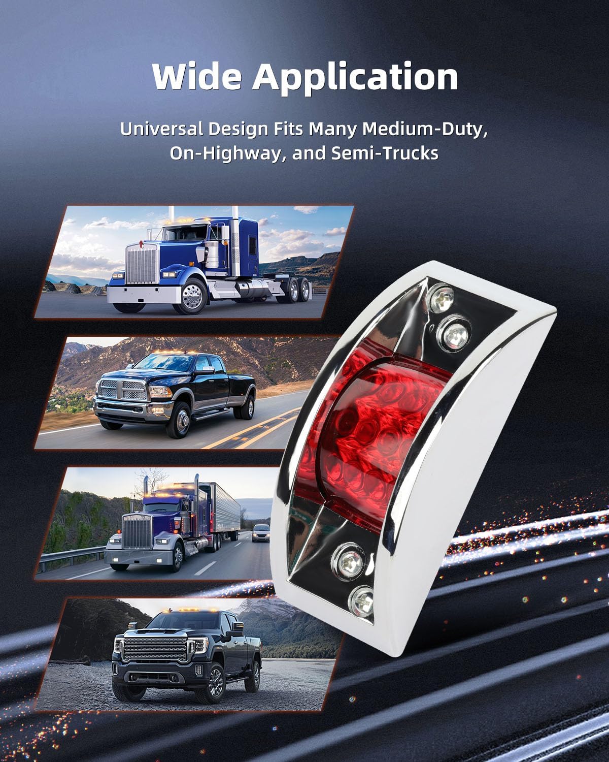 10x Rectangular Armored-style Clearance Side Marker Light Chrome 12LED Trailer Clearance Light for Truck Trailer Truck Trailers Golf Cart Untility Boat Cargo, Red