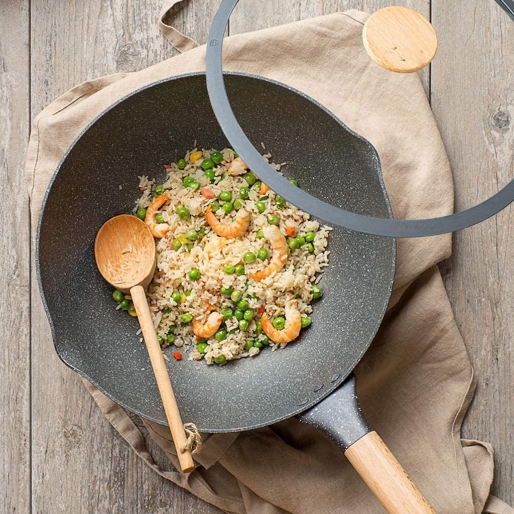 Wok-Kochen Maifan-Stein Antihaft-Pfanne Bratpfanne Haushaltsgas-Induktionsherd Bratpfanne Braten Rauchfreier Topf Vision