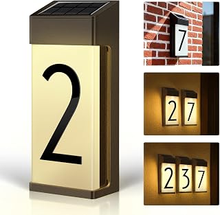 Solar Lighted House Number 2, Warm Frosted Glass Glow for Curb Appeal