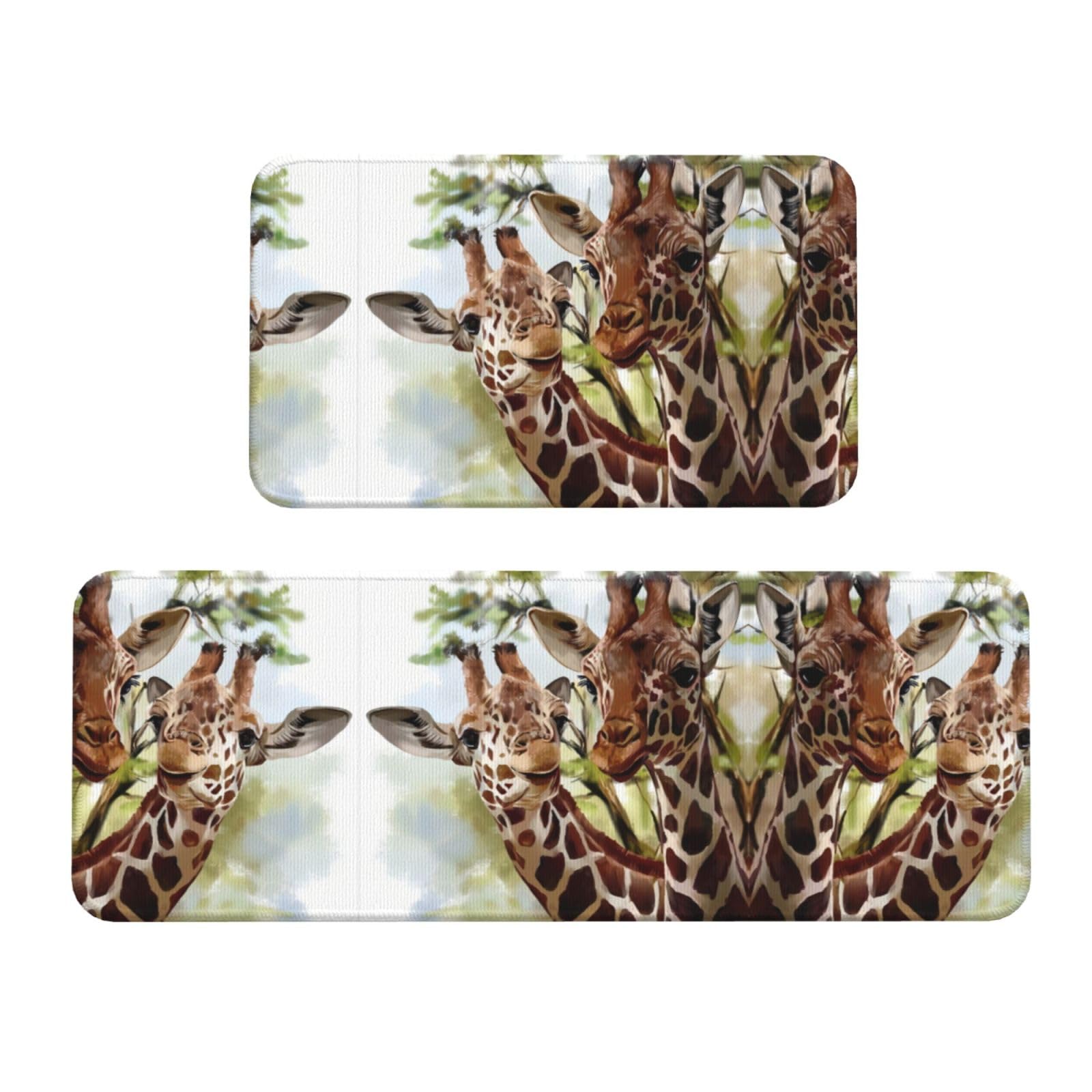 Alfombrillas de cocina lavadero y entrada con estampado animal acuarela, pack de 2