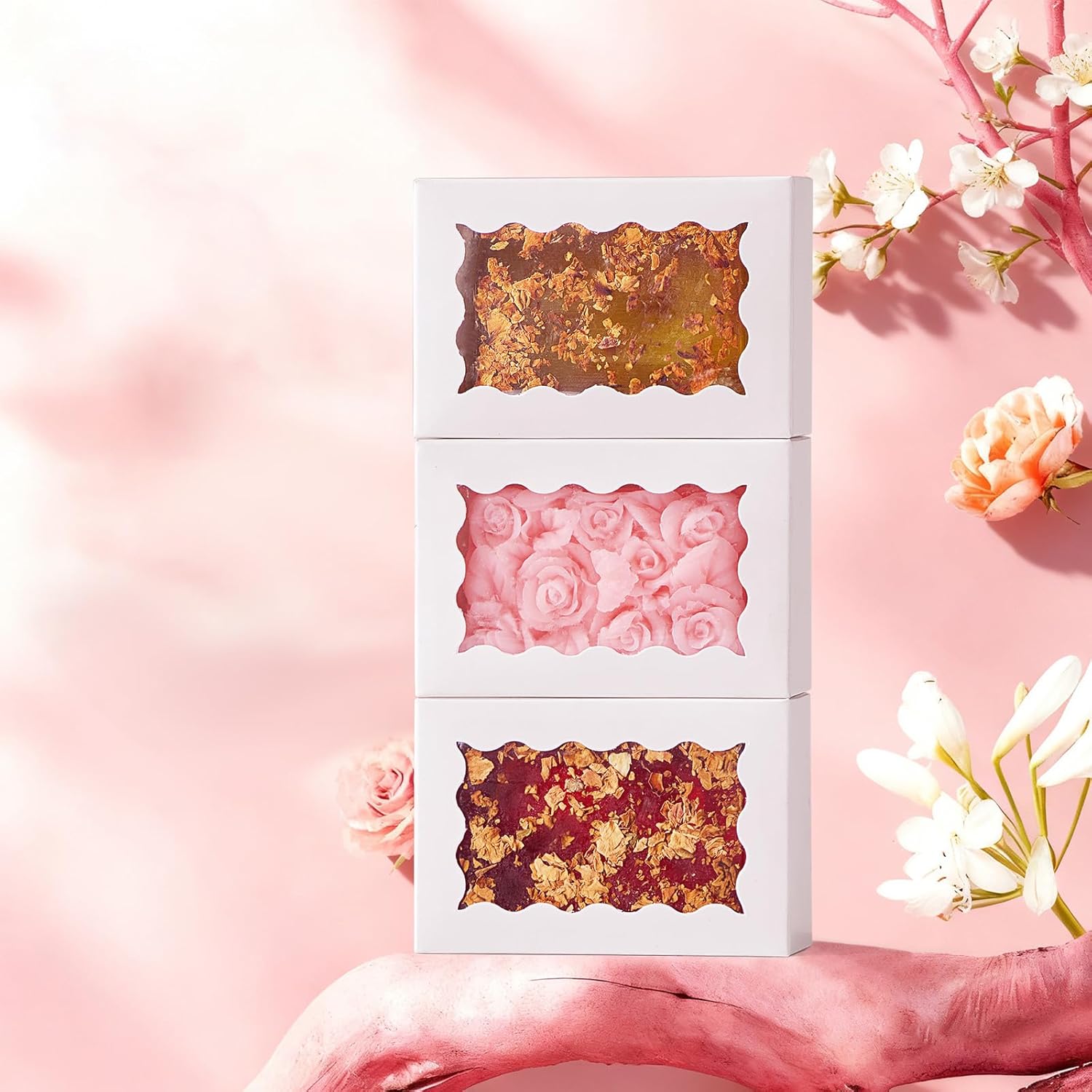 . inches Elegant White Soap Boxes with window, Homemade Soap Paaging