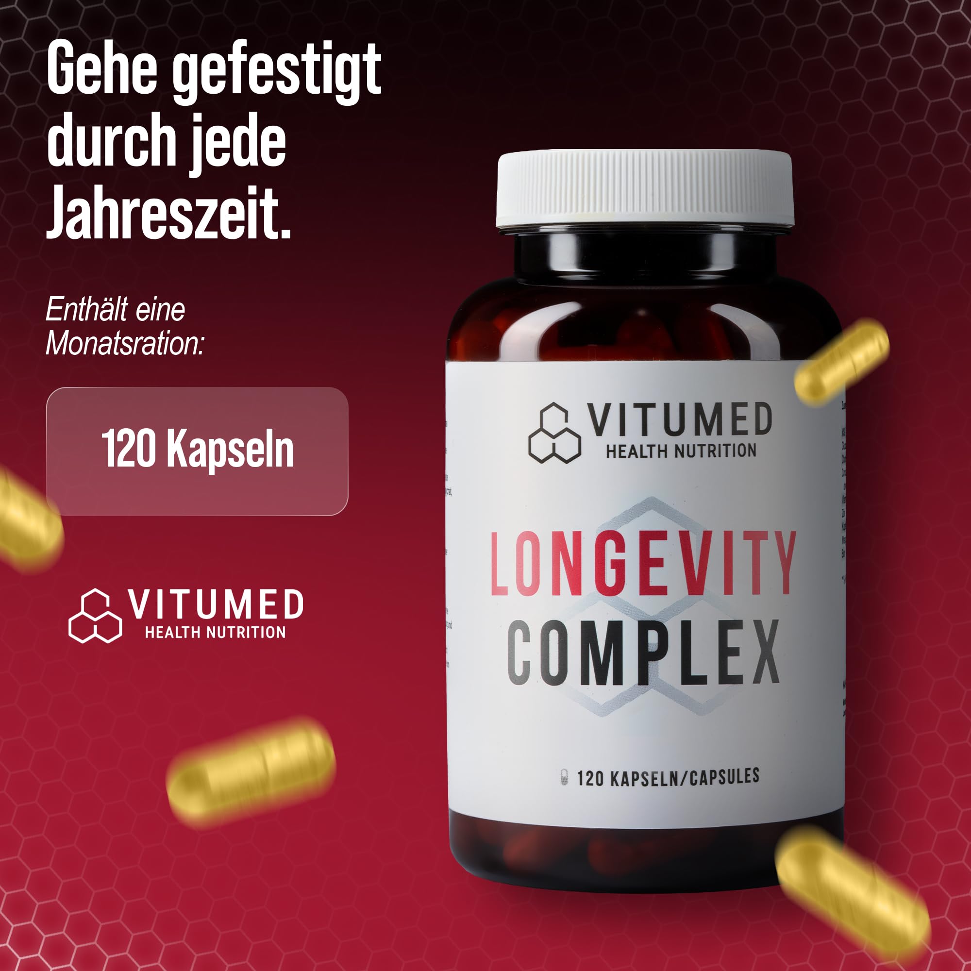 Anti-Aging-Komplex - Zink, Selen und Antioxidantien - Nahrungsergänzung für starke Haut, Vitalität, Zellschutz | Hochdosiert zur Unterstützung des Immunsystems & Kollagenbildung | 120 Kapseln