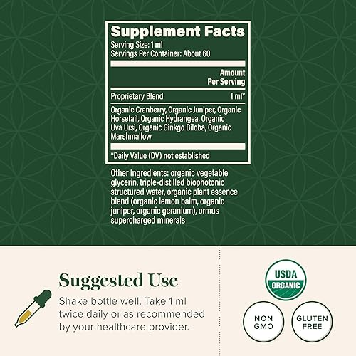 Miniatura 3 de Global Healing USDA Organic Kidney Health with Cranberry & Hydrangea - Suplemento líquido de limpieza renal y disolvente de piedras para la salud