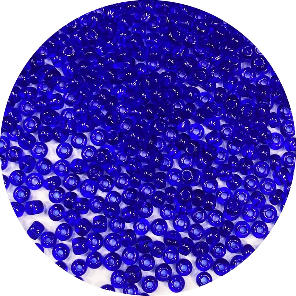 Bala&Fillic Transparent Royal Blue Color 4mm Seed Beads About 1200pcs/100Grams in Bag, 6/0 Glass Craft Beads for Making Bracelet and Necklace (Transparent Royal Blue)