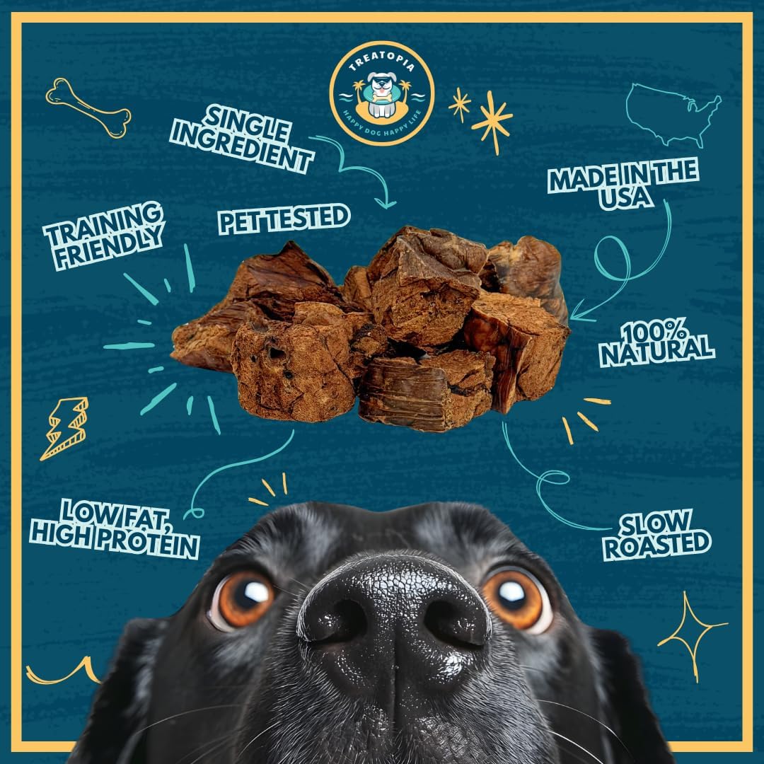 TREATOPIA Bison Lung Nuggies Bites Dog Treats - All-Natural, Sustainable, Healthy, Premium High Protein, Hand-Trimmed, Slow-Roasted, Made in The USA, Nutritious, No Additives, No Fillers