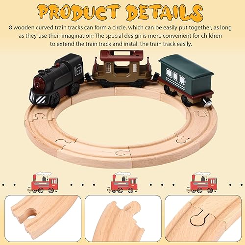 Miniatura 16 de Liliful Paquete de 8 paquetes de expansión de madera para vías de tren compatibles con la mayoría de las vías de tren