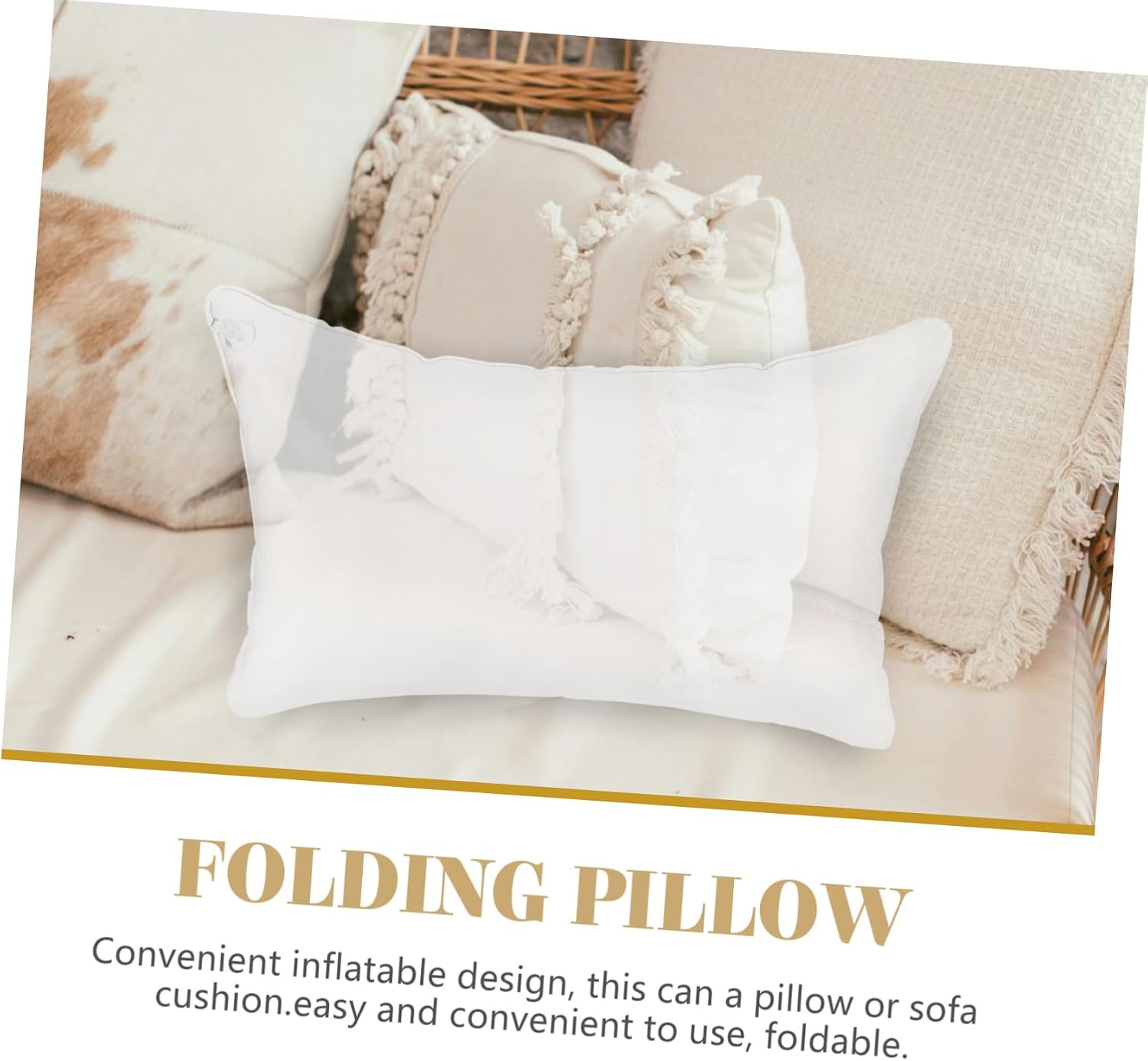 Inflatable Camping Pillow Insert Transparent PVC Cushion Water-Resistant Air Filling Core Portable and Design for Outdoor Travel and Hiking