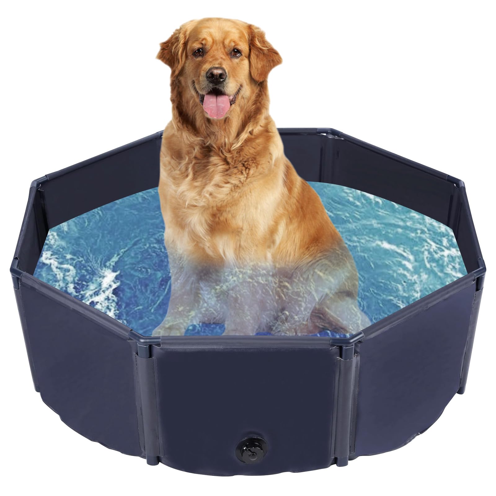 DUOJIN Piscina para Perros Plegable Bañera para Perros Piscina Infantil de PVC Piscinas para Perros Grandes y Pequeños Antideslizante Portátil (120x30cm)