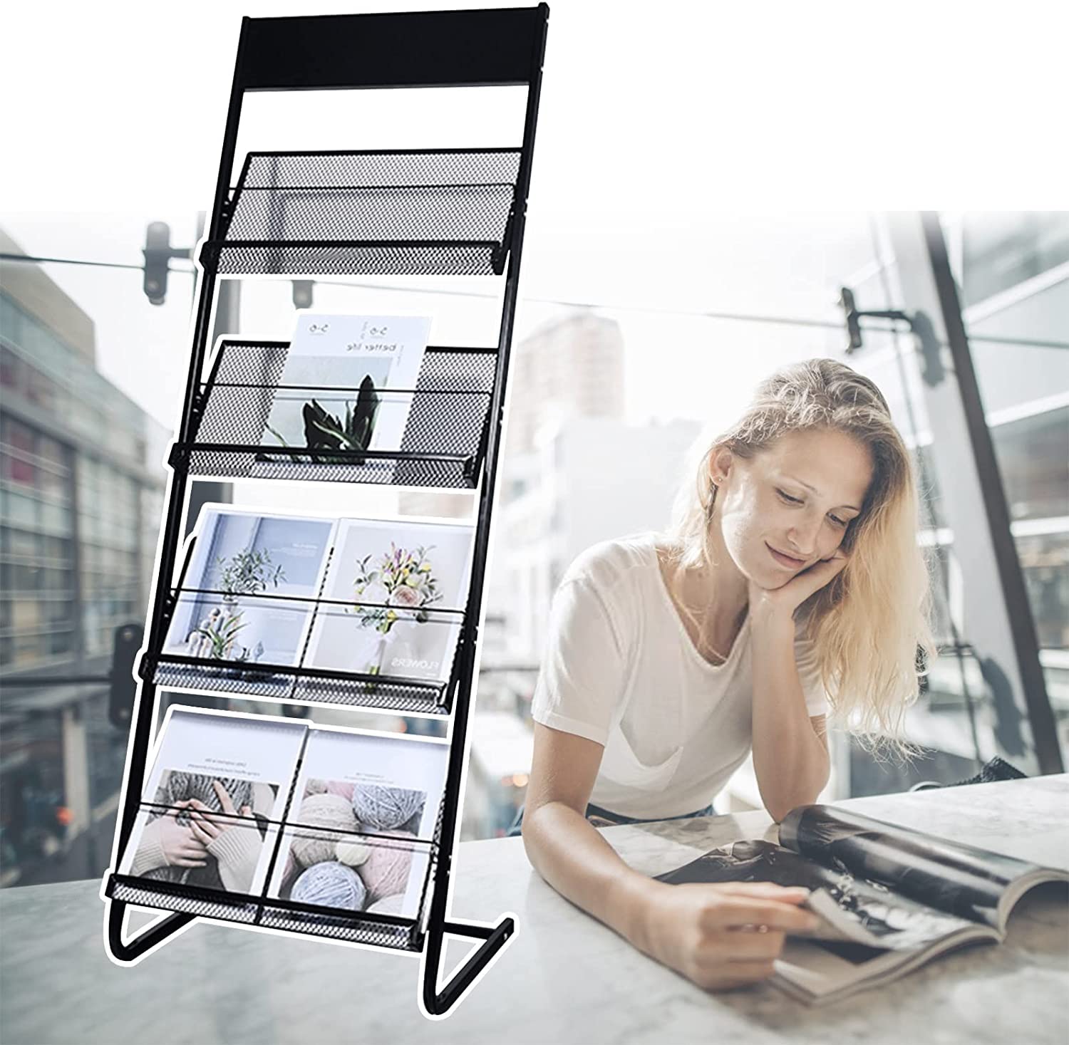 Amazon.co.jp: 床置きマガジンラック マガジンラック 4 ポケット金属