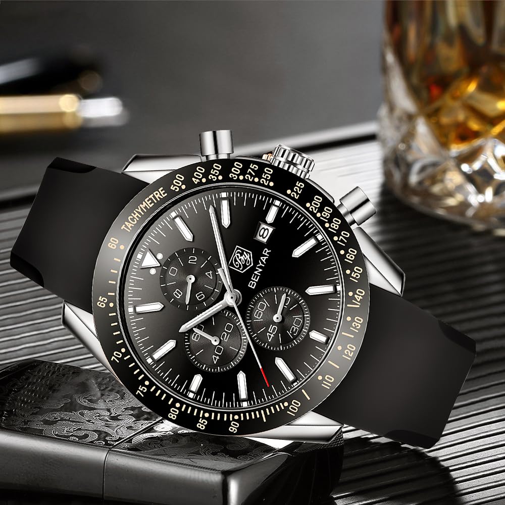 Reloj de pulsera para hombre Amazon analógico, relojes para hombre, negocios, trabajo, impermeable, cronógrafo, para hombre, moda, minimalista, deportivo, clásico, elegante, con correa de cuero, regalos únicos para hombres, SIS-negro 8