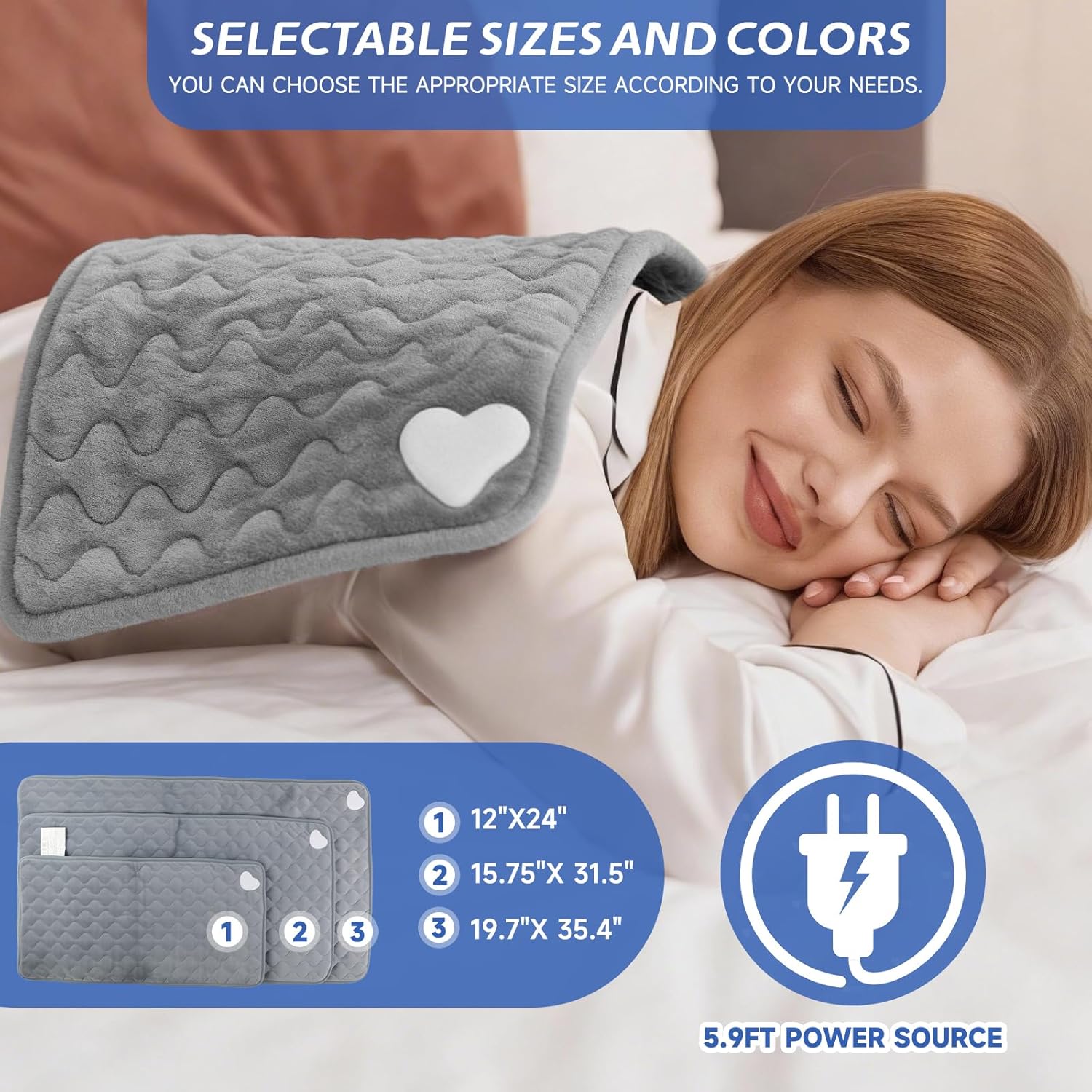 Heating Pad for Back Neck Shoulder Pain, Electric Heating Pad Auto Shut Off, Fast Heat, Large Heating Pad Gifts for Women Men, Machine Washable, Overheat Protection-19.7" x 35.4"