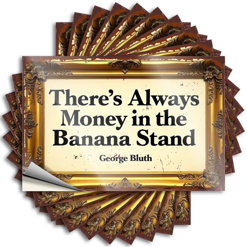 Lettering Sticker Crazy Vinyl Decals, Retro Kitchen Decor Waterproof Water Stickers for Water Bottle | There's Always Money in The Banana Stand. Perfect for Friends Laptop Decor(8X12CM)